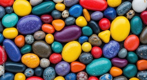 A Vibrant Tapestry of Smooth Polished Stones in a Kaleidoscope of Bright Colors