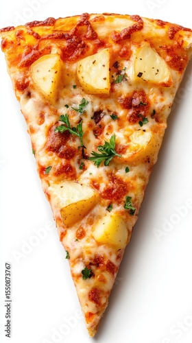 Delicious Chicken Pizza Slice Close Up Shot