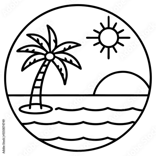 tropical island with palm trees