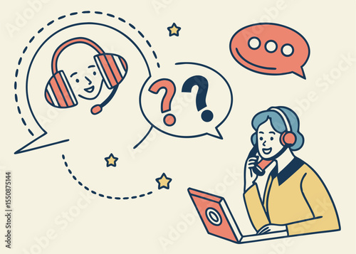 Customer service support online help desk call center with questions and operator assistance concept