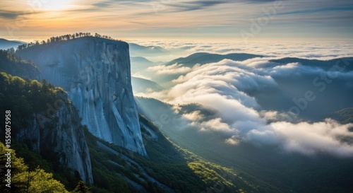 Majestic Mountain Vista Bathed in Golden Sunlight Above a Sea of Clouds