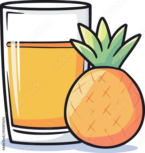 Cartoon illustration of a glass of pineapple juice
