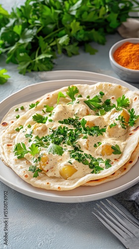 Delicious Creamy Herb Flatbread Recipe Food Photography