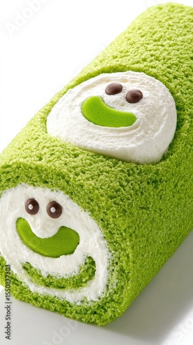 Adorable Green Matcha Swiss Roll Cake Delicious Dessert Food Photography