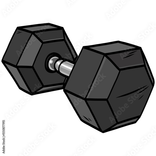 Hex Dumbbell Gym Fitness Equipment Vector Illustration