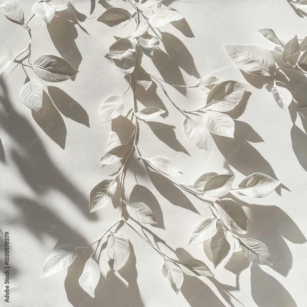 5. Shadows of leaves creating patterns on a white surface