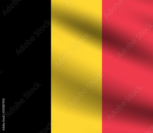 Flag of Belgium. Belgium flag official colors and proportion digital vector illustration. Waving flag.