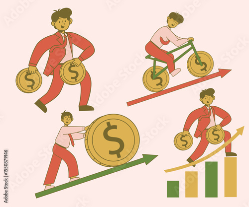 Vector illustration of people doing financial planning for a successful business