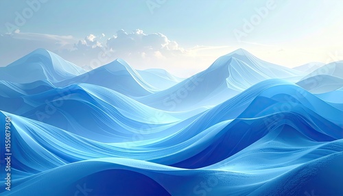 Blue Dreamy Mountain Landscape with Nature Background.