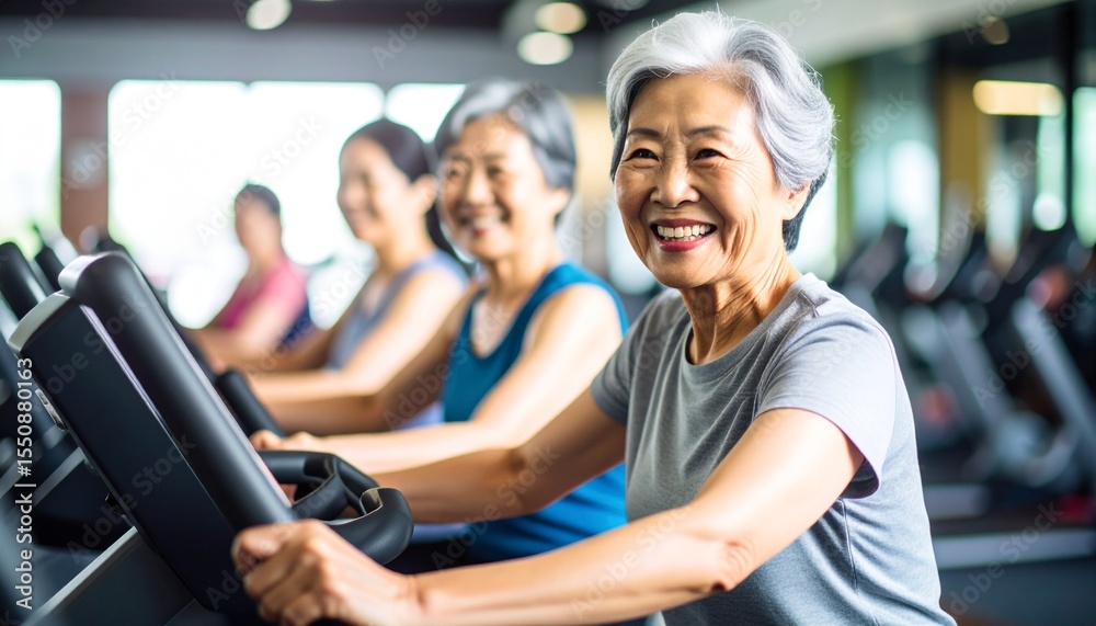 group of elderly people in gym group of elderly people in gym