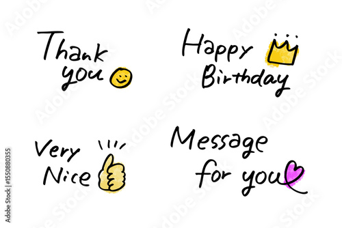 手書き英語メッセージセット（感謝・誕生日・応援・メッセージ）
