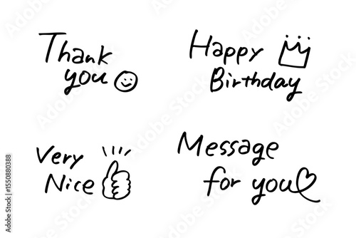 手書き英語メッセージセット（感謝・誕生日・応援・メッセージ）