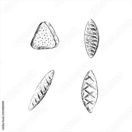 food illustration sketch bread variants