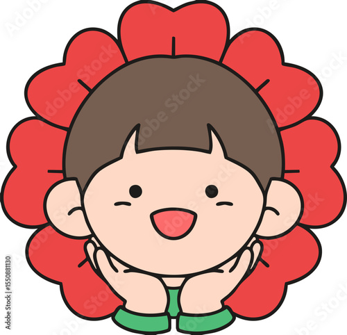 꽃받침 포즈를 한 귀여운 소년 벡터 이미지
Vector image of a cute boy in a flower cup pose