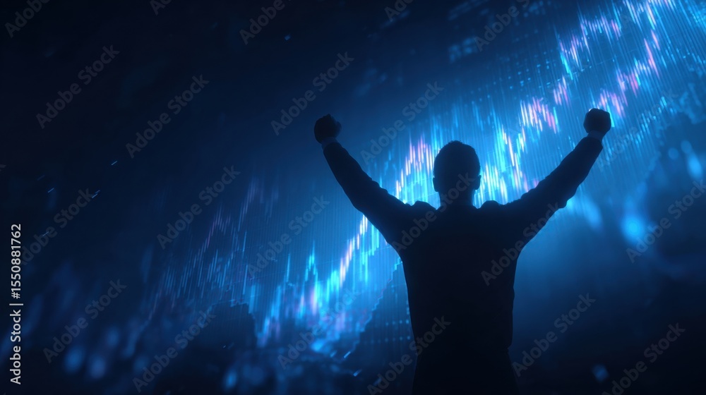 custom made wallpaper toronto digitalEmpowering moment individual celebrating success amidst digital waves virtual space abstract visualization enthusiastic perspective