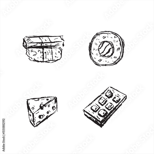 sketch illustration of food and fruit and vegetable variants