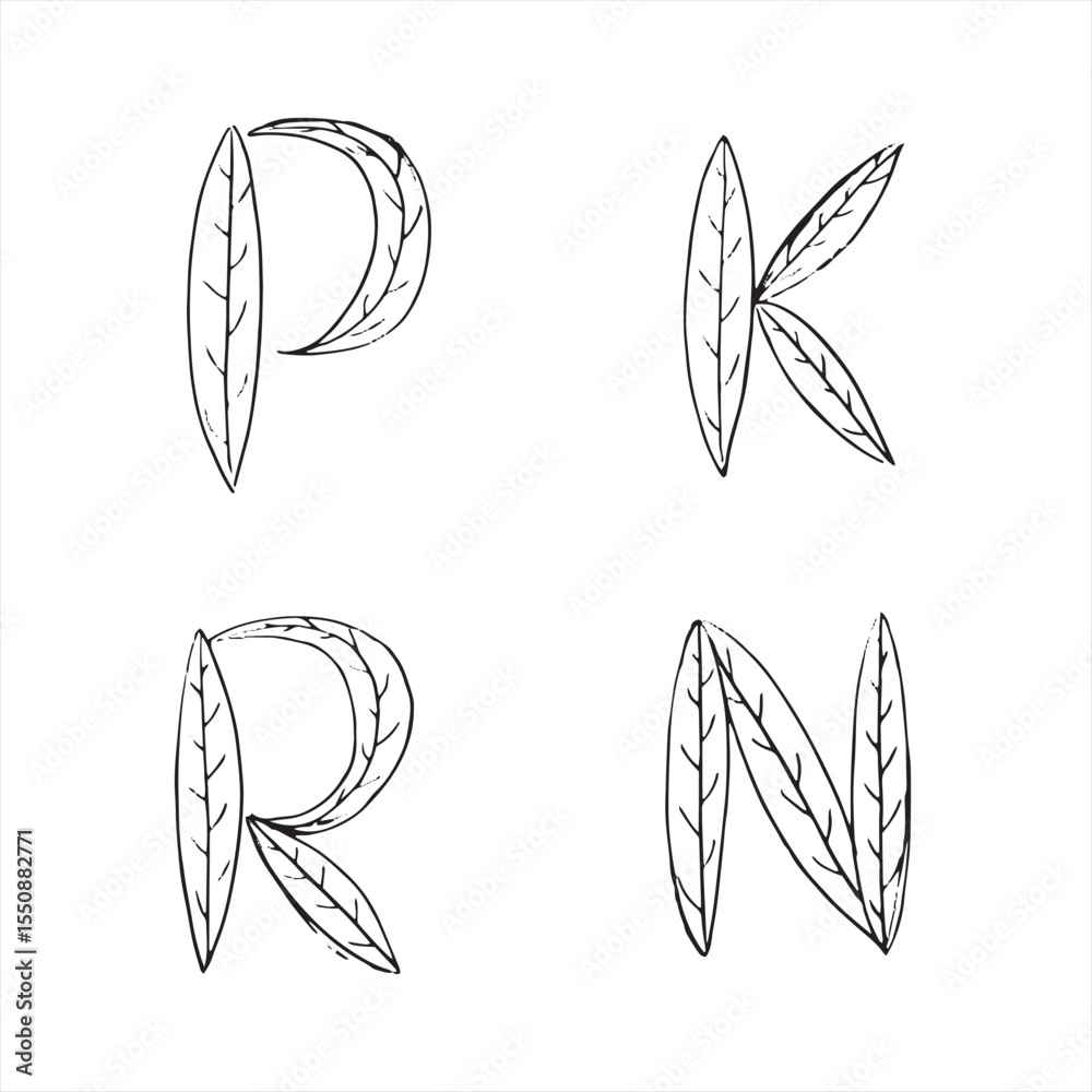 Fototapeta premium Sketch font with nature themed style