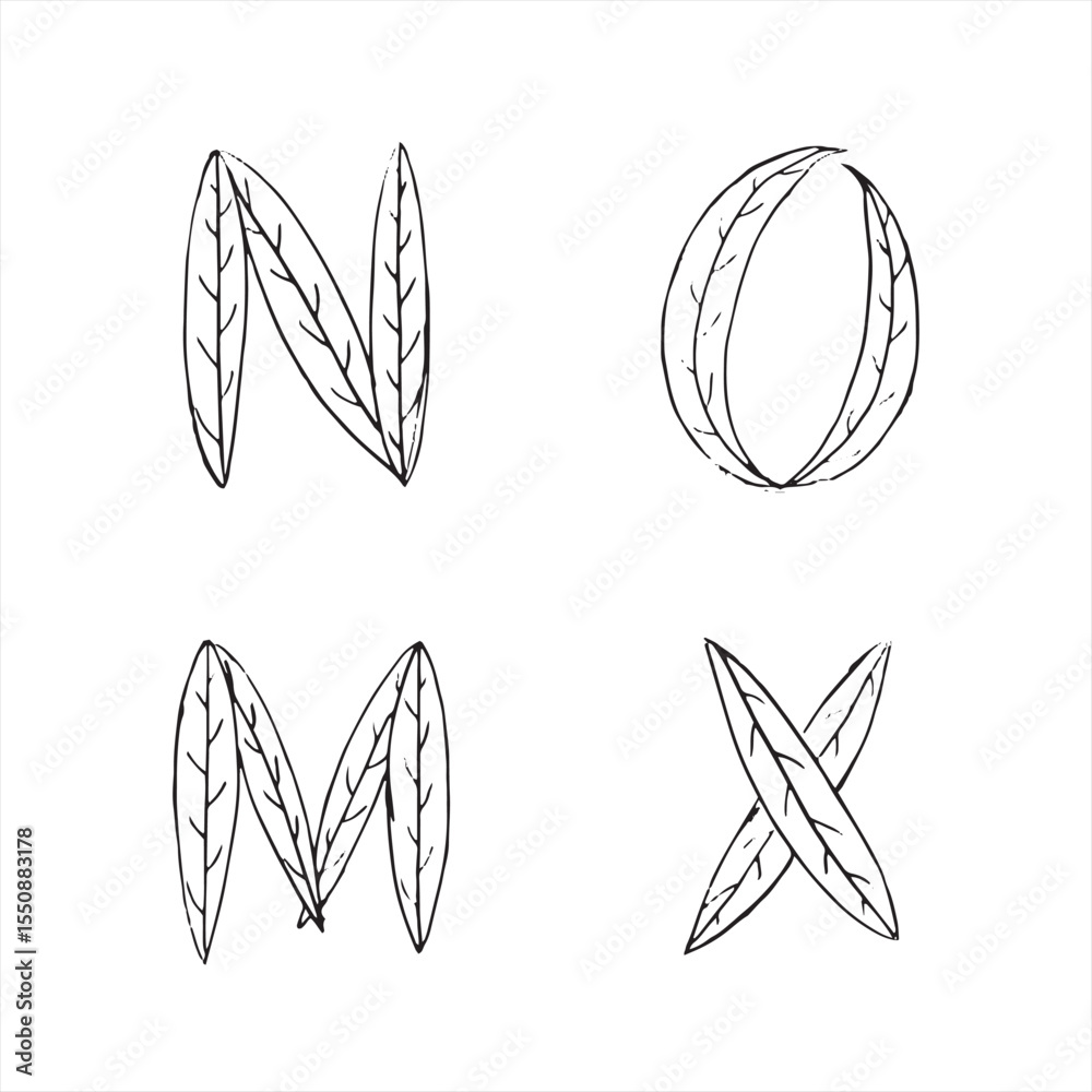Fototapeta premium Sketch font with nature themed style