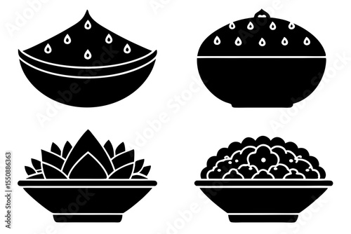set of Biryani vector silhouette illustration isolated on white background