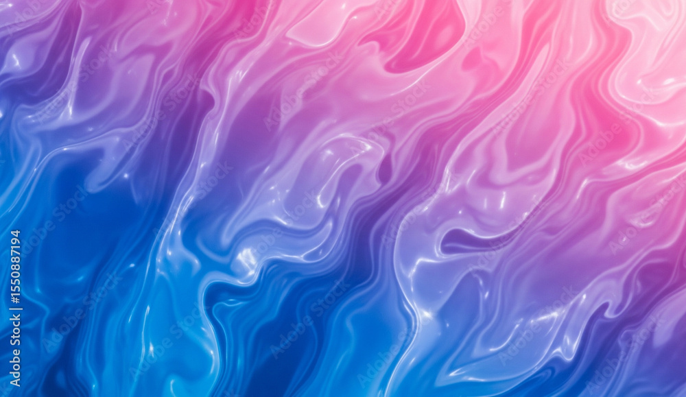 Obraz premium Vibrant Pink and Blue Fluid Abstract with Glossy Swirling Patterns