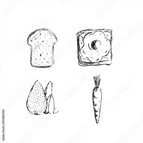 sketch illustration of food and fruit and vegetable variants