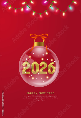 2026 Christmas Red Single Ornament Holiday Desktop Background Horizontal