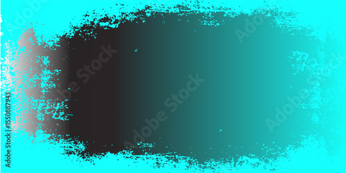 Color grunge turquoise background. Halftone elements. Texture of spots, stains, ink, dots, scratches. Vintage damaged cyan design backdrop. Abstract aged green wall