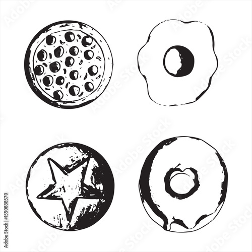 sketch illustration of food and fruit and vegetable variants