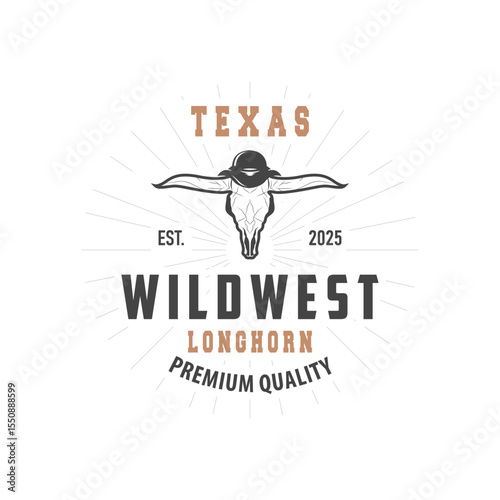vintage retro design concept with longhorn logo illustration horn symbol from old ranch concept template in west texas