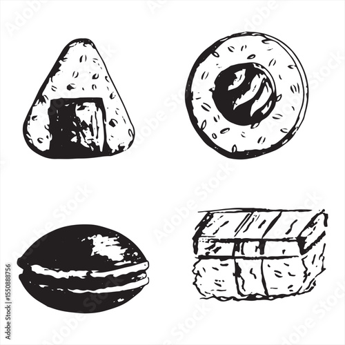 sketch illustration of food and fruit and vegetable variants