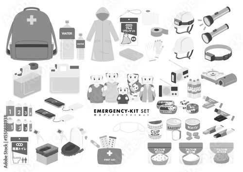 防災グッズのイラストセット
