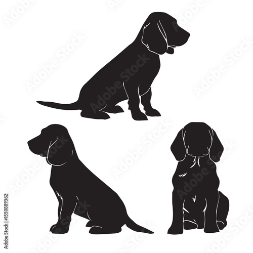 beagle silhouette set, Black & White silhouette set