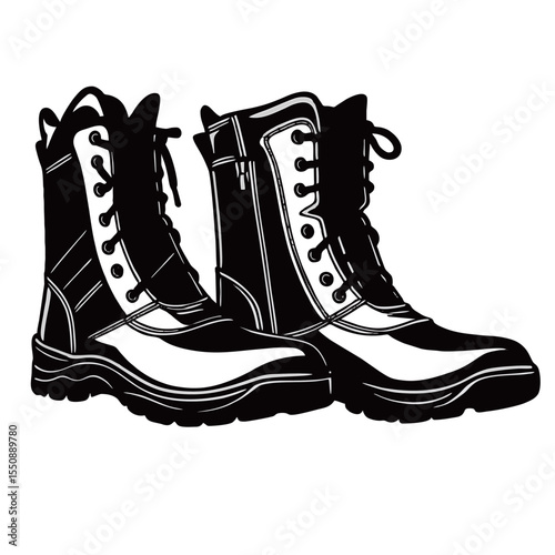Silhouette image of shoes on white background