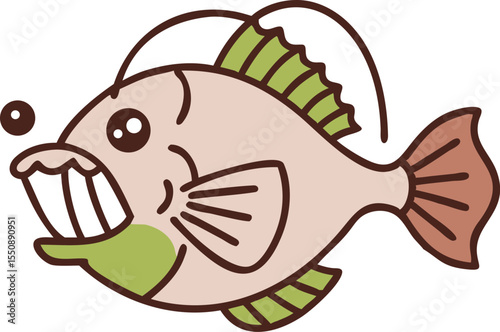 Detailed illustration of a deep sea anglerfish with bioluminescent lure