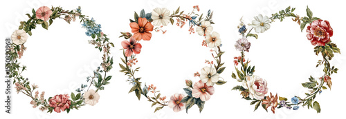 Wallpaper Mural PNG Elegant floral wreath designs, element set on transparent background Torontodigital.ca