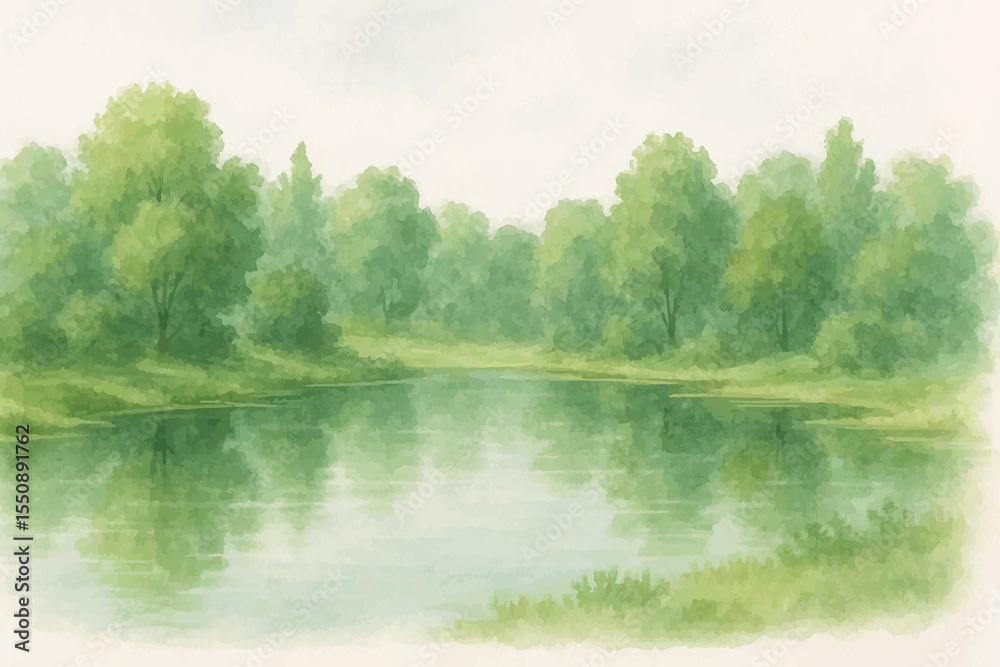 Fototapeta premium watercolor illustration of nature scenery