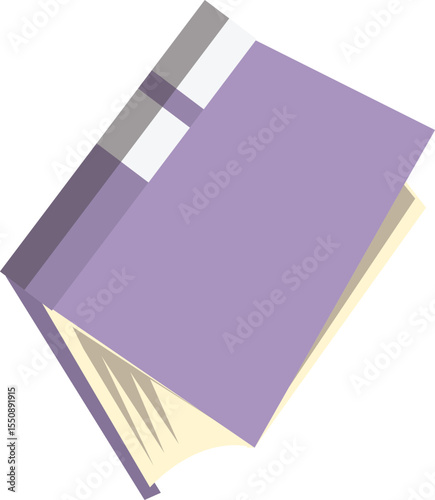 Flat Vector Illustration of an Open Purple Book with Pages