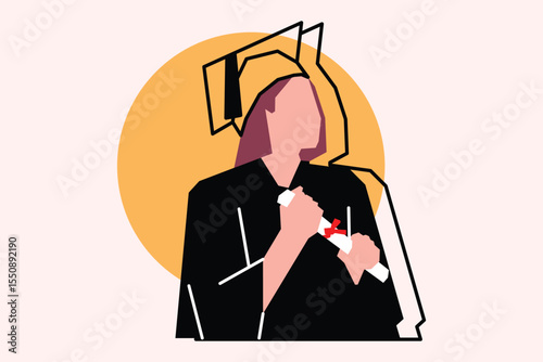 Adult girl graduated from university vector design