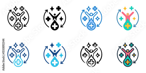 Regenerative Medicine icon set multiple style collection 
