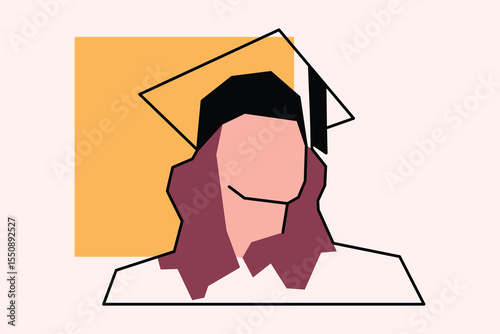 Adult girl graduated from university vector design