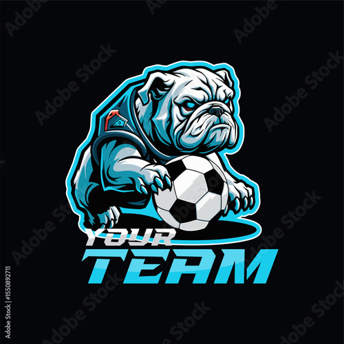 Bulldog Illustration. Football club logo design template, editable and ready to use
