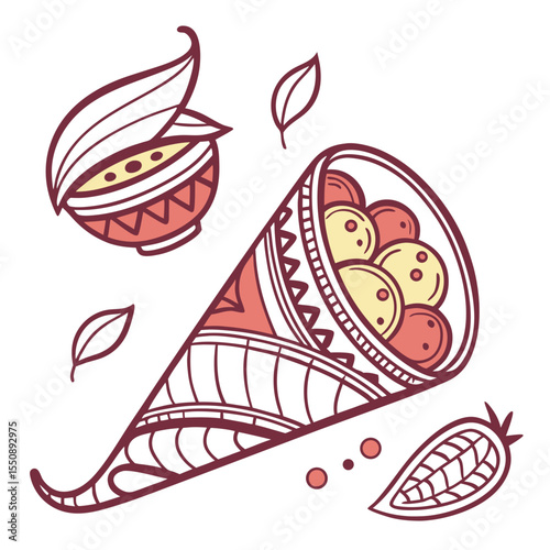 Pakora vector silhouette illustration isolated on white background