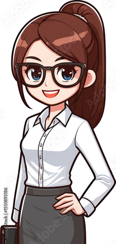 Cute Businesswoman Cartoon Illustration