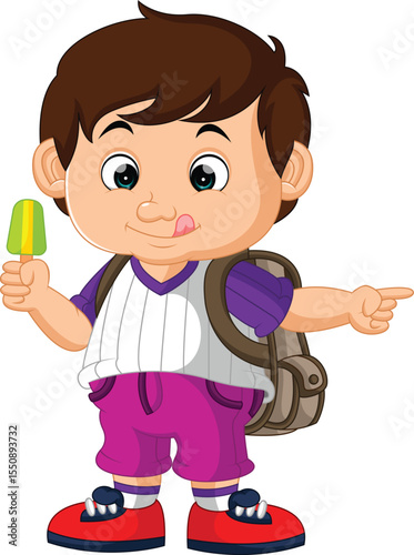 illustration of a child going to school