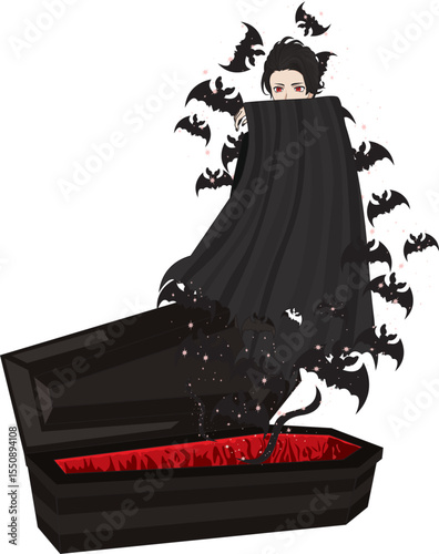 Dracula Vampire Transformation To Bats Vector