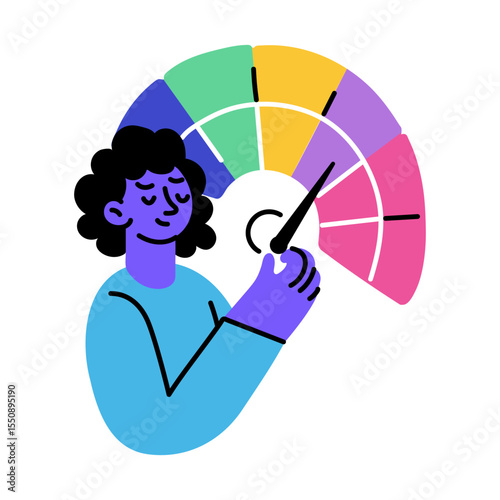 A flat style illustration showing colour adjustment 

