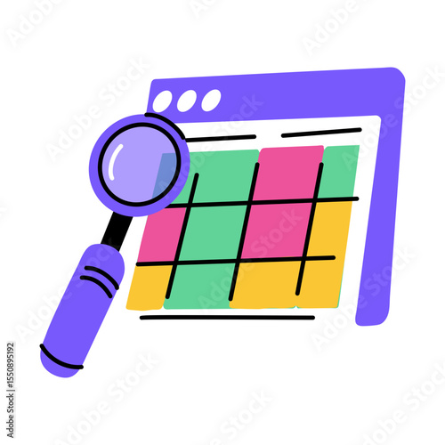 A flat style illustration showing zoom tool 
