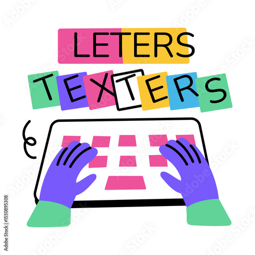 A flat style illustration of using a text tool
