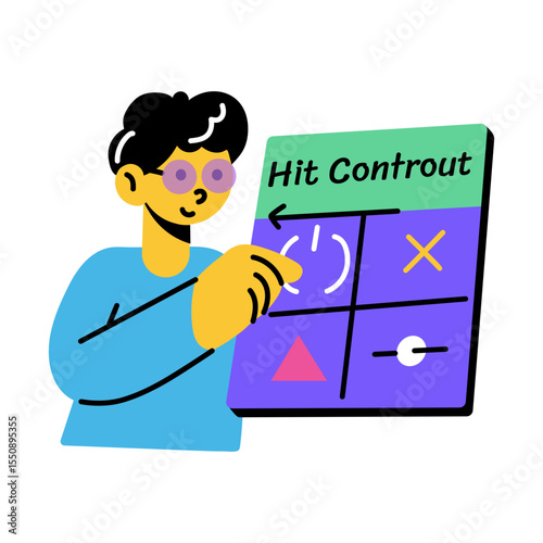 Flat style illustration depicting a focused project designer 
