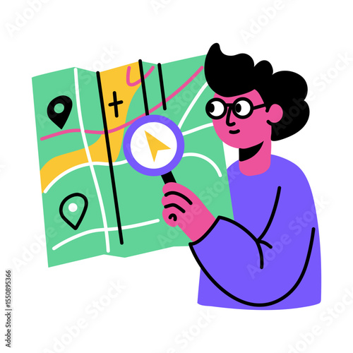 Flat style illustration showing a designer finding tool quickly

